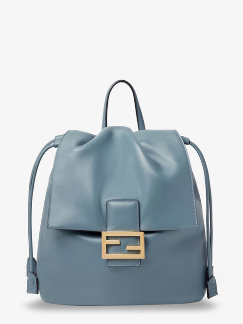 Fendi Leather backpack with metal FF logo detail - Mercurio
