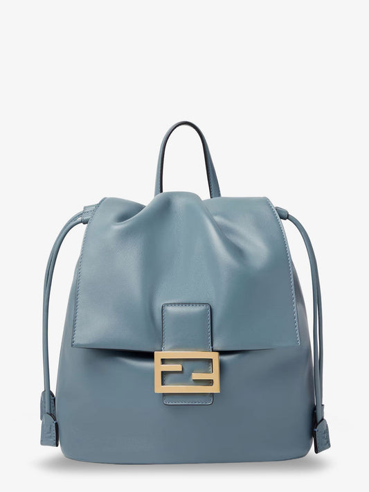 Fendi Denim Backpack With Flocked Ff Detail