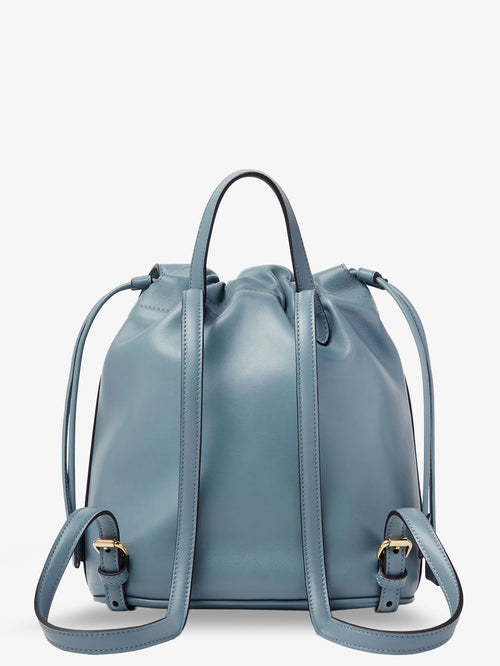Fendi Leather backpack with metal FF logo detail - Mercurio