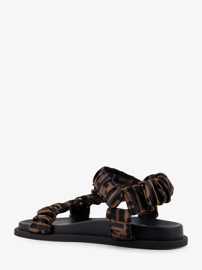 Fendi Feel Sandals In Elastic Satin With Ff Motif