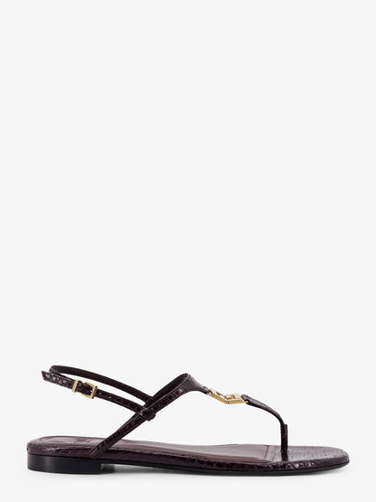 Fendi Fold leather sandals with reptile effect - Black Purple