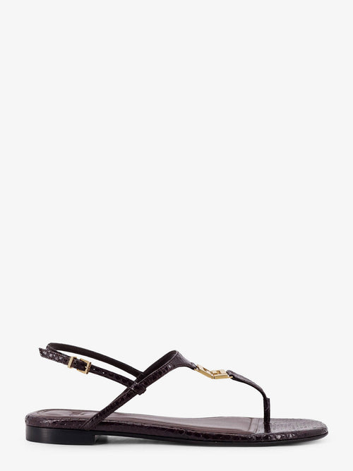 Fendi Fold leather sandals with reptile effect - Black Purple