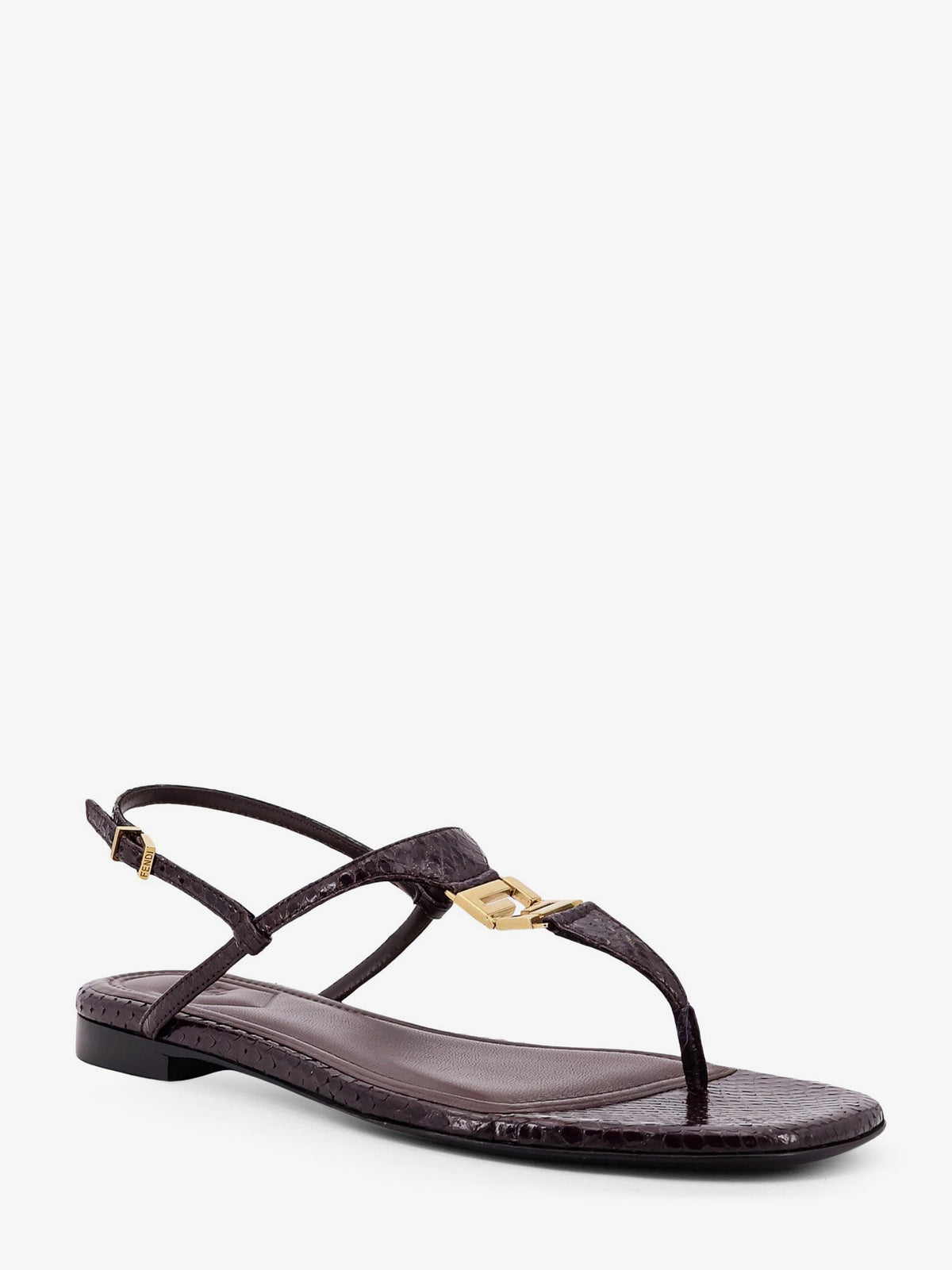 Fendi Fold leather sandals with reptile effect - Black Purple