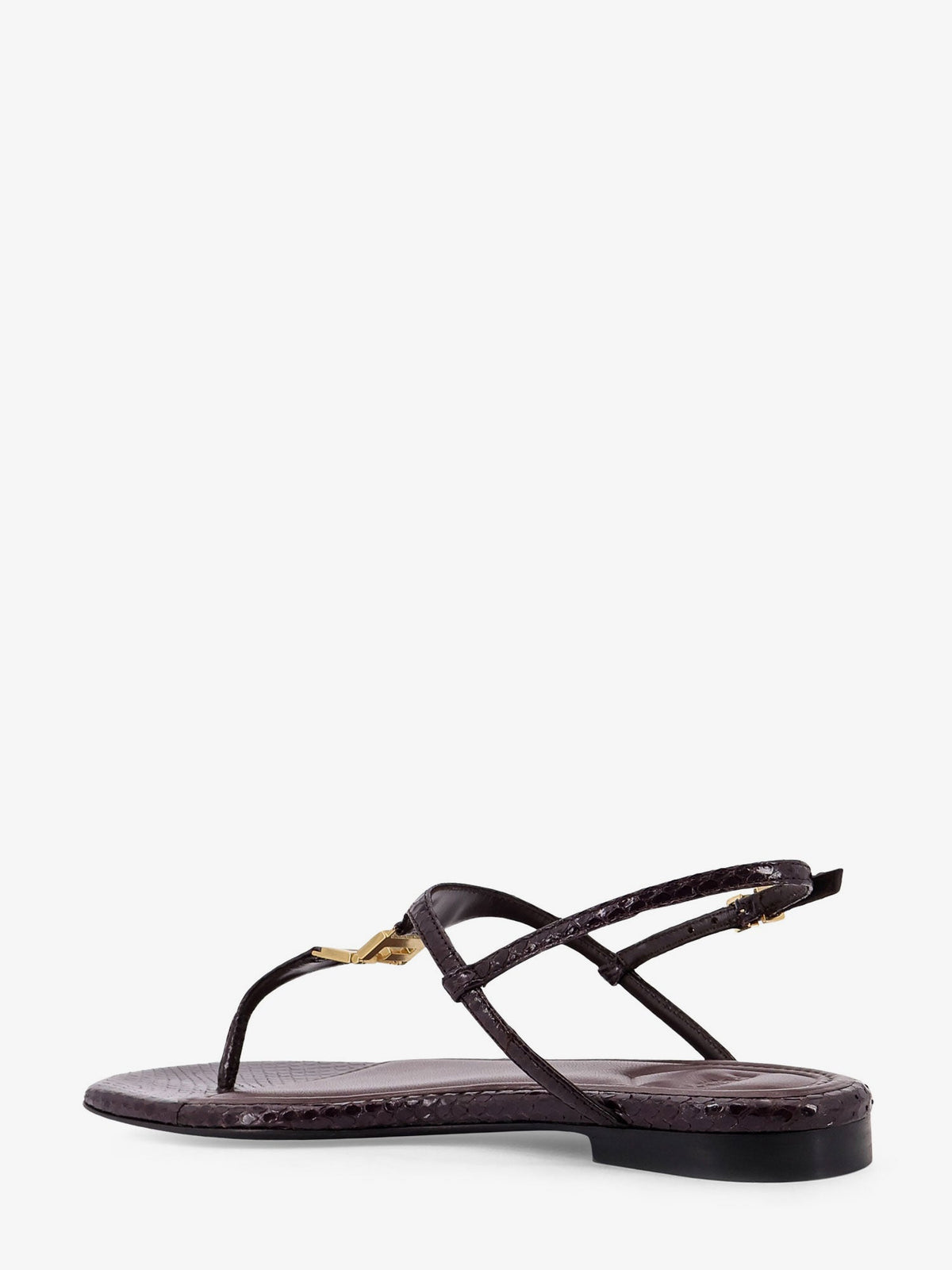 Fendi Fold leather sandals with reptile effect - Black Purple