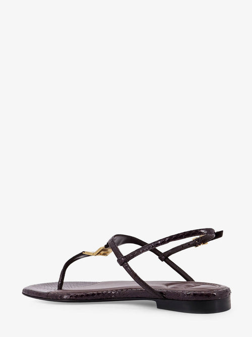 Fendi Fold leather sandals with reptile effect - Black Purple