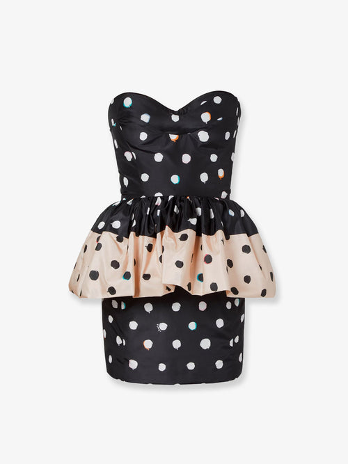 Fendi Falena Dots taffeta' bustier dress - Black