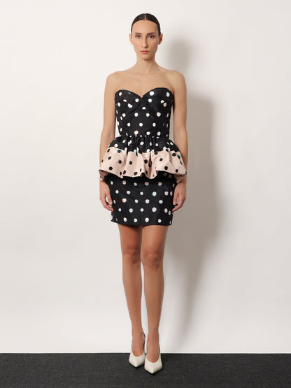 Fendi Falena Dots taffeta' bustier dress - Black