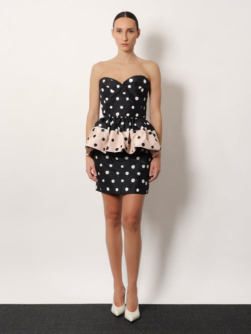 Fendi Falena Dots taffeta' bustier dress - Black