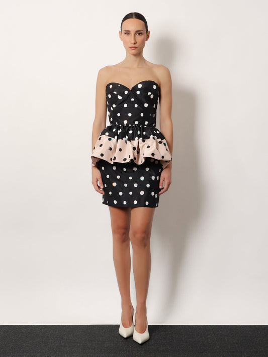 Fendi Falena Dots taffeta' bustier dress - Black