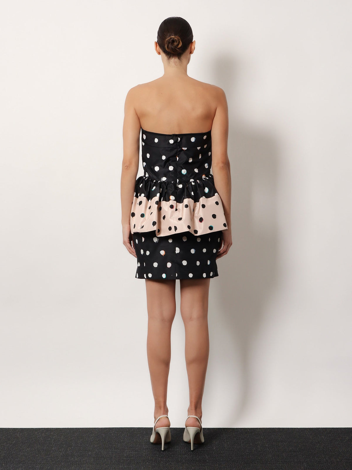 Fendi Falena Dots taffeta' bustier dress - Black