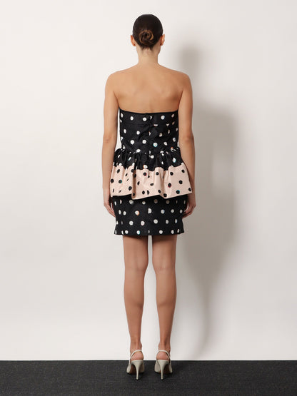 Fendi Falena Dots taffeta' bustier dress - Black