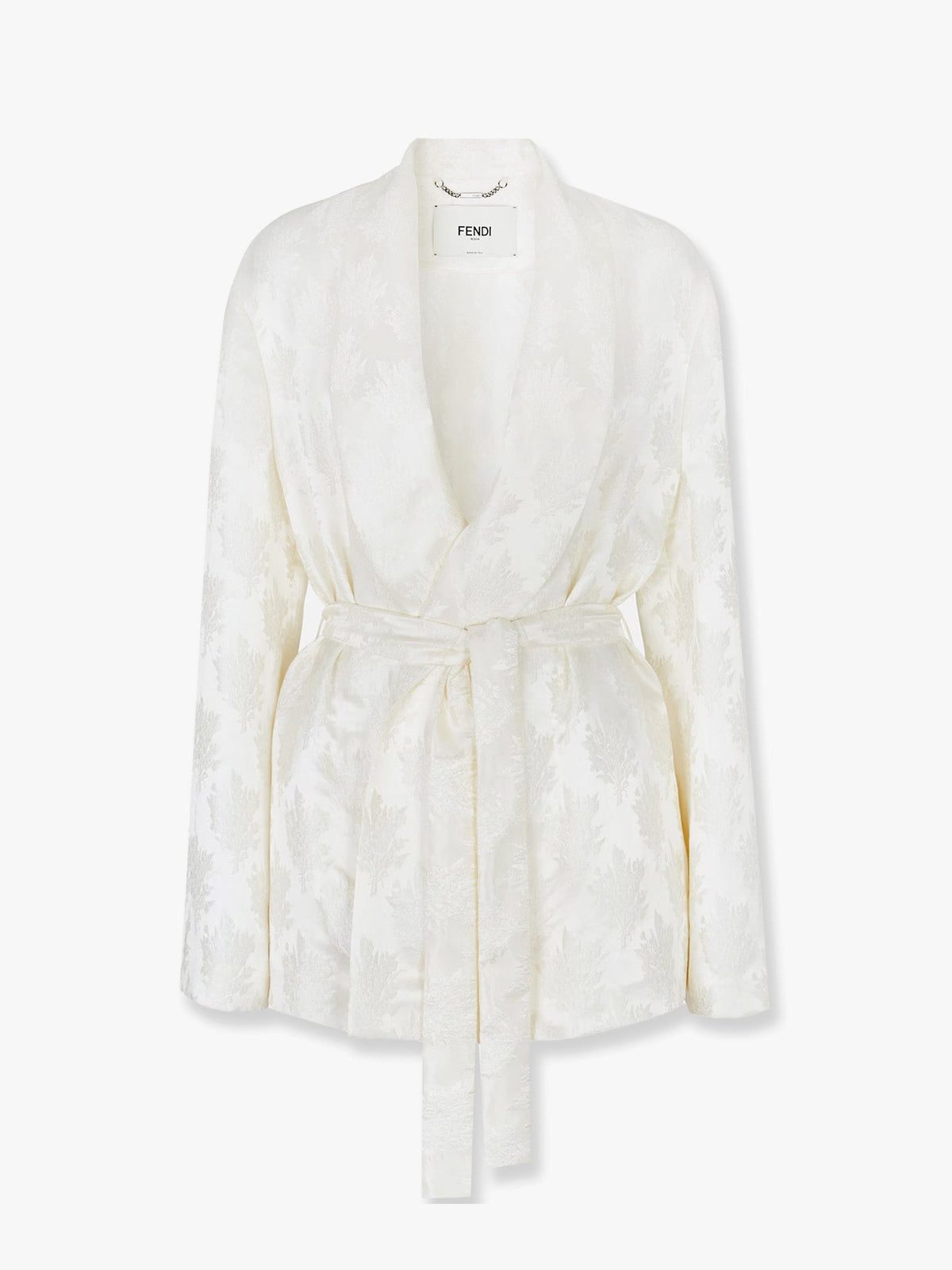 Fendi Jacquard silk blazer with floral motif - Bianco