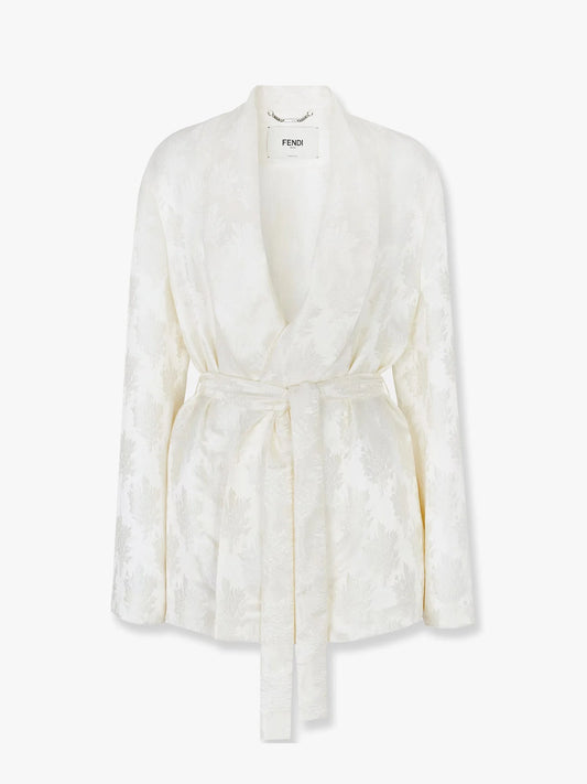 Fendi Jacquard Silk Blazer With Floral Motif