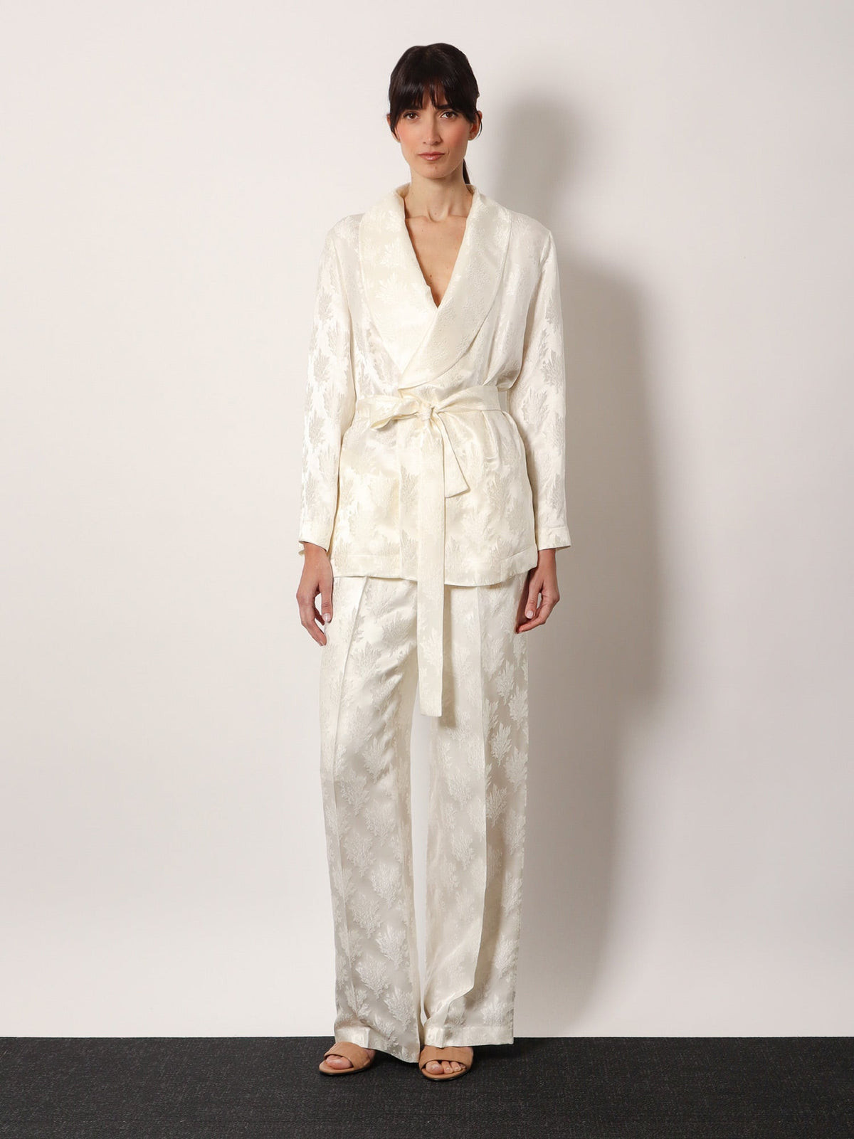 Fendi Jacquard silk blazer with floral motif - Bianco