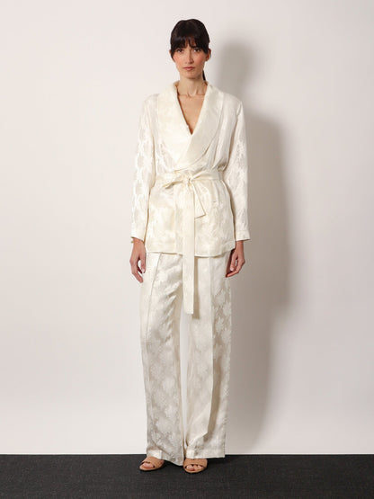 Fendi Jacquard silk blazer with floral motif - Bianco