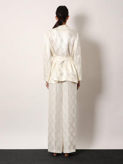 Fendi Jacquard silk blazer with floral motif - Bianco