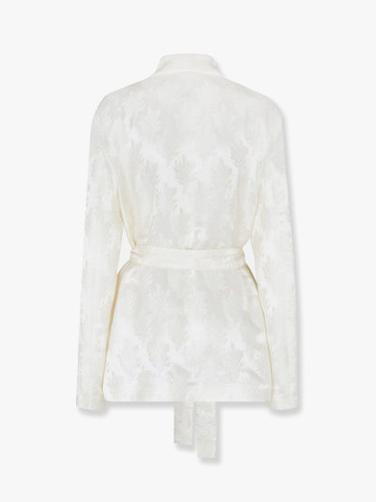 Fendi Jacquard silk blazer with floral motif - Bianco