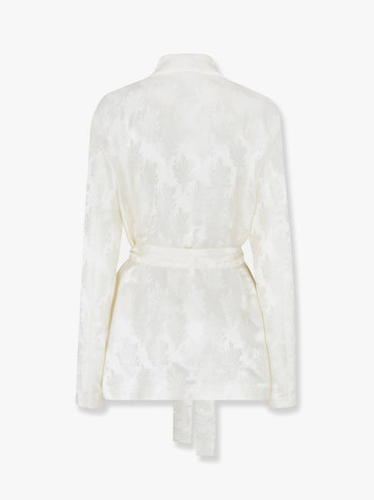 Fendi Jacquard Silk Blazer With Floral Motif