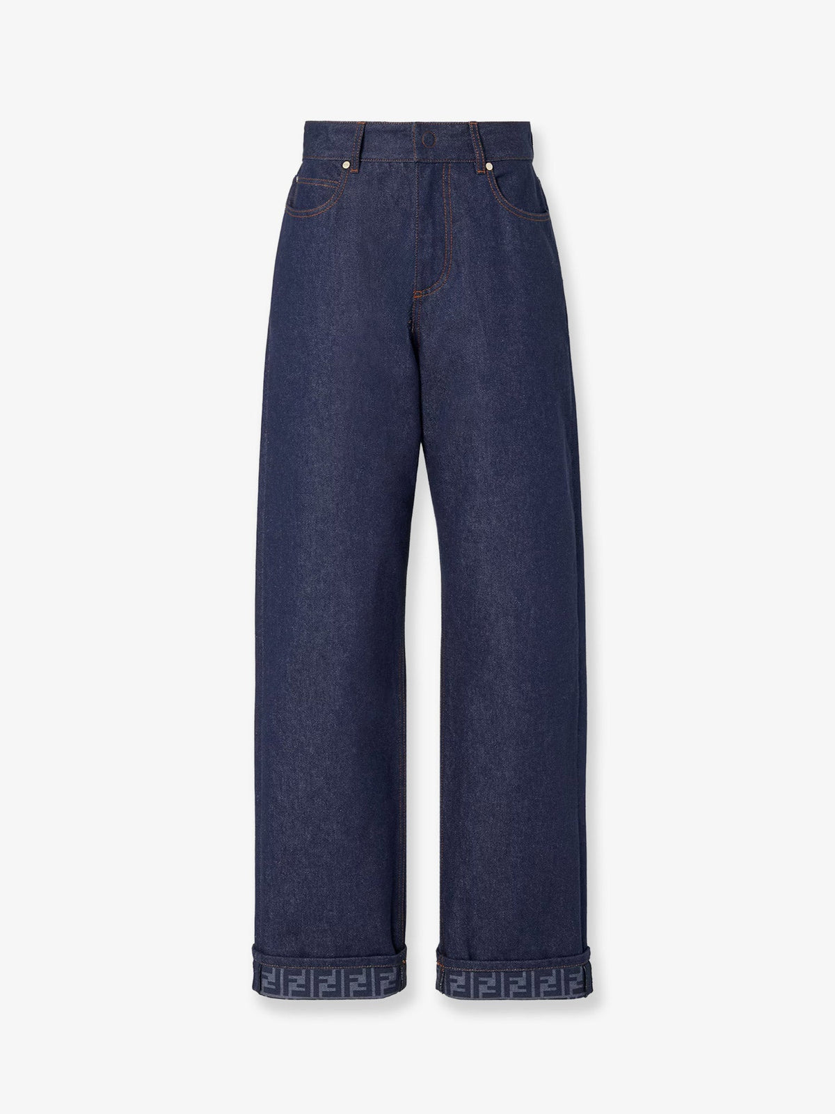 Fendi Blue denim jeans with FF detail on the bottom - Navy