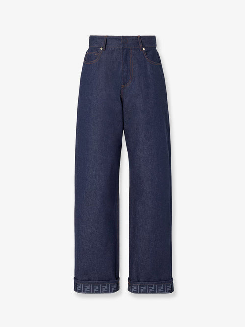 Fendi Blue denim jeans with FF detail on the bottom - Navy
