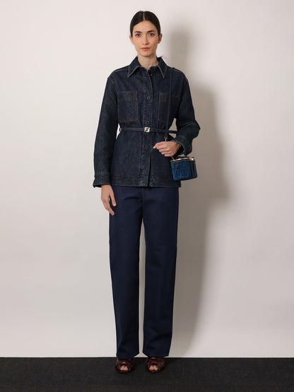 Fendi Blue denim jeans with FF detail on the bottom - Navy