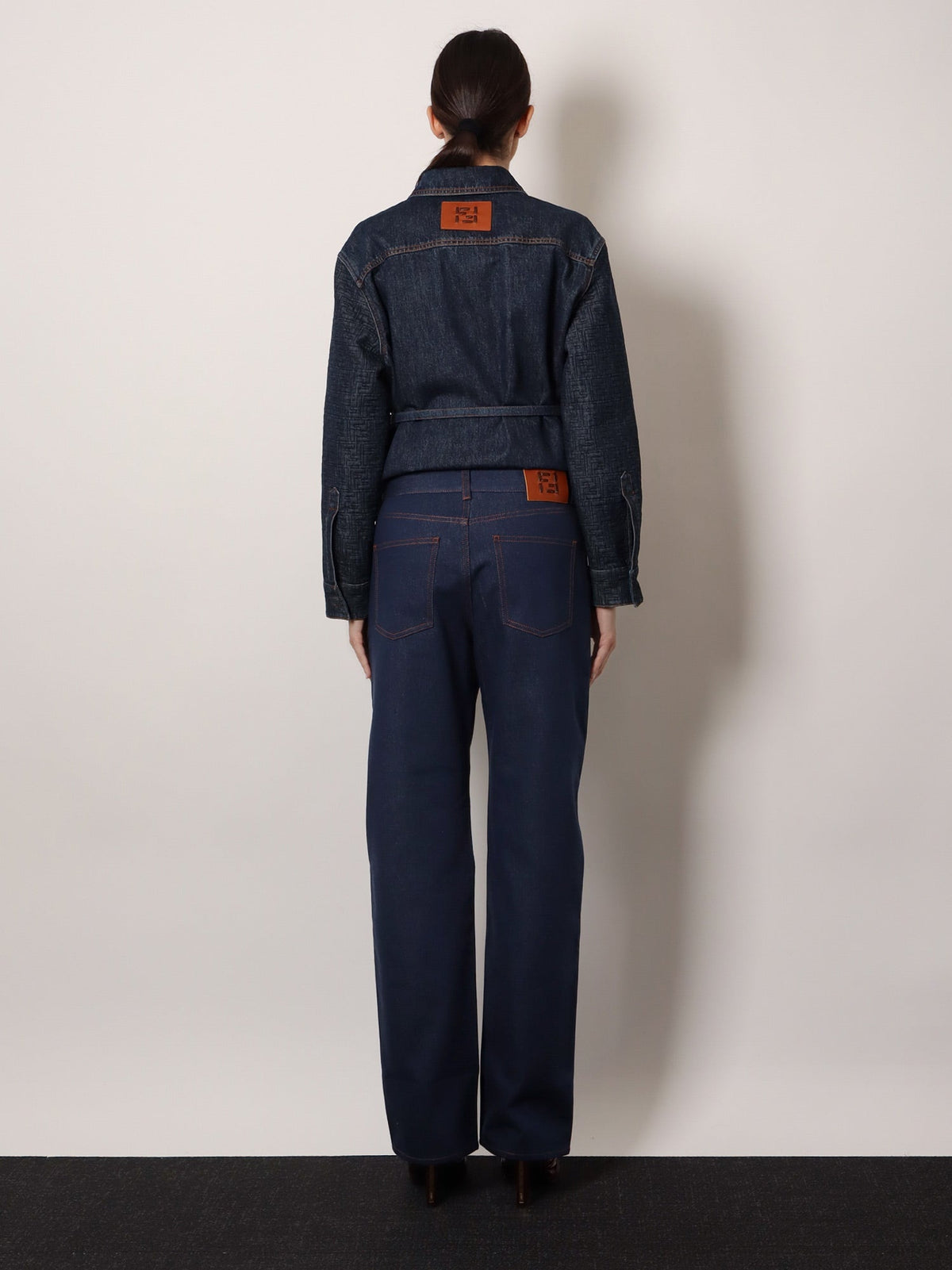 Fendi Blue denim jeans with FF detail on the bottom - Navy