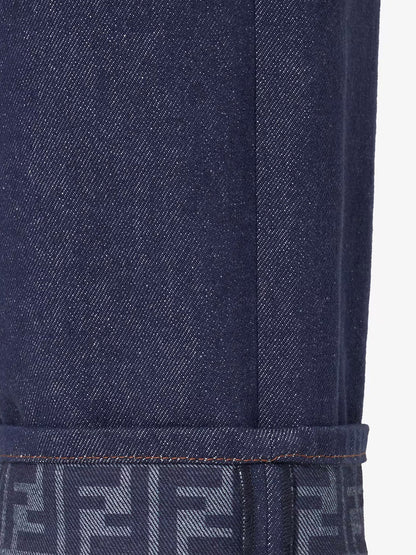 Fendi Blue denim jeans with FF detail on the bottom - Navy