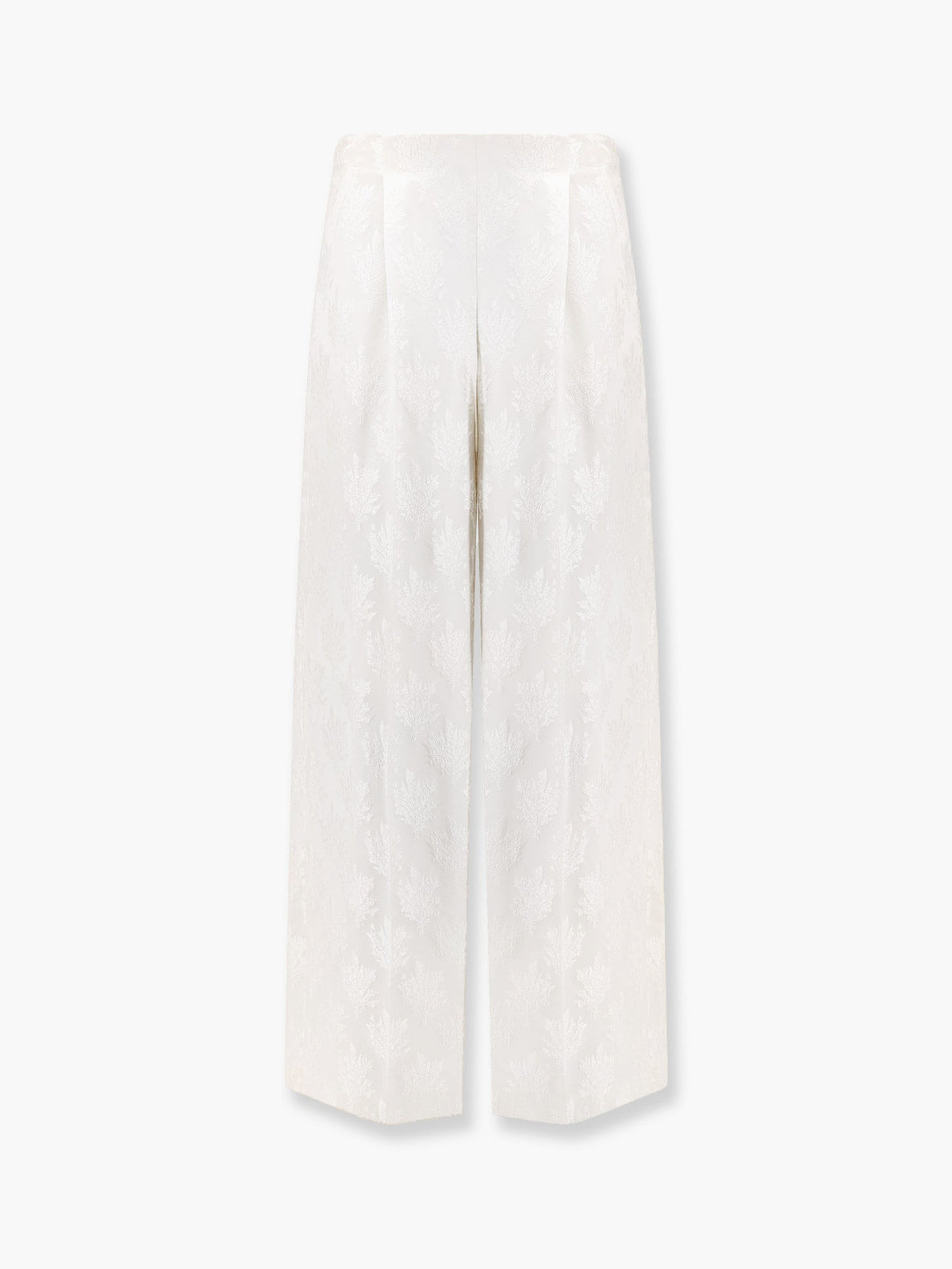 Fendi Jacquard silk trousers with floral motif - Bianco