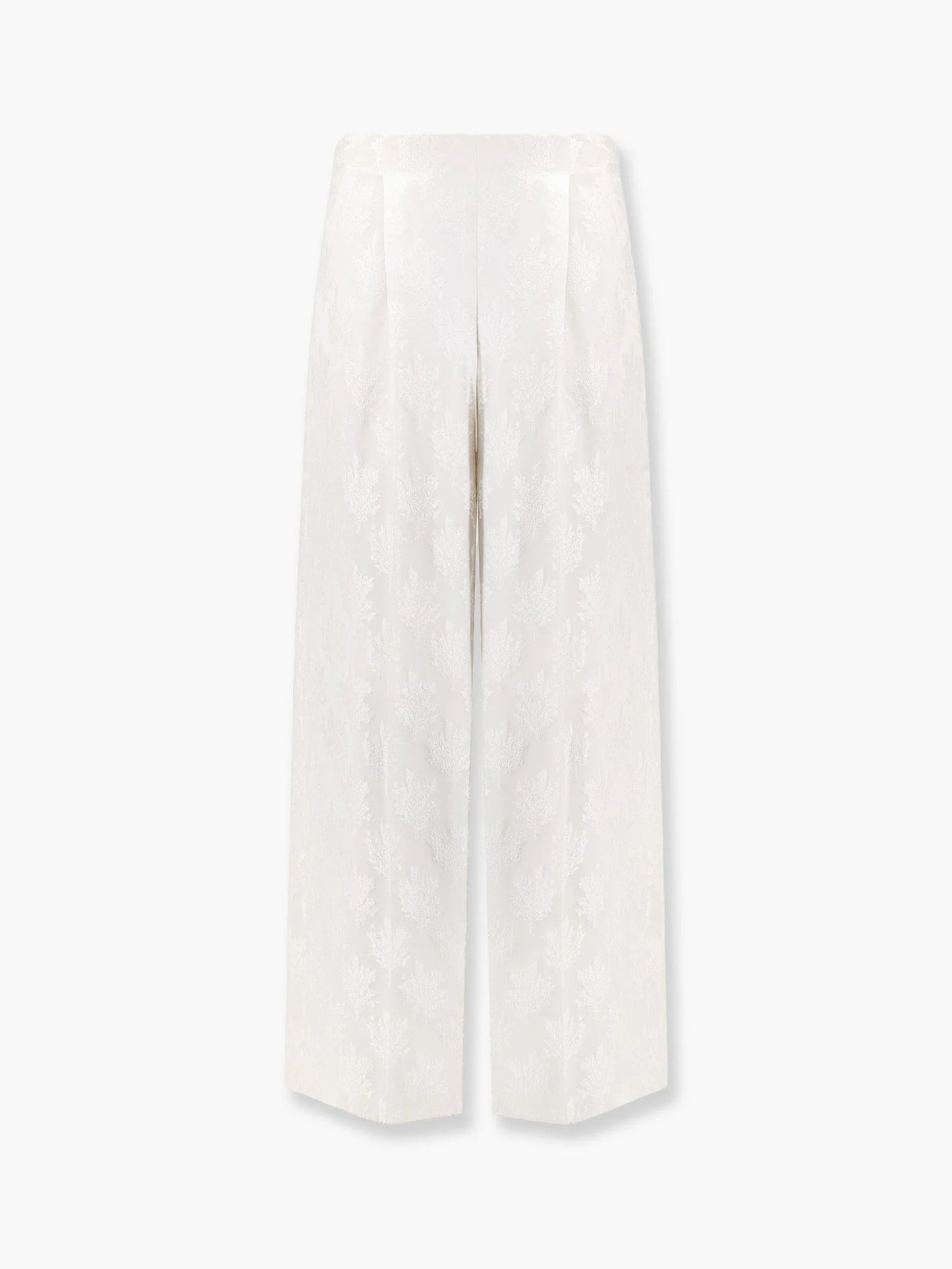 Fendi Jacquard Silk Trousers With Floral Motif
