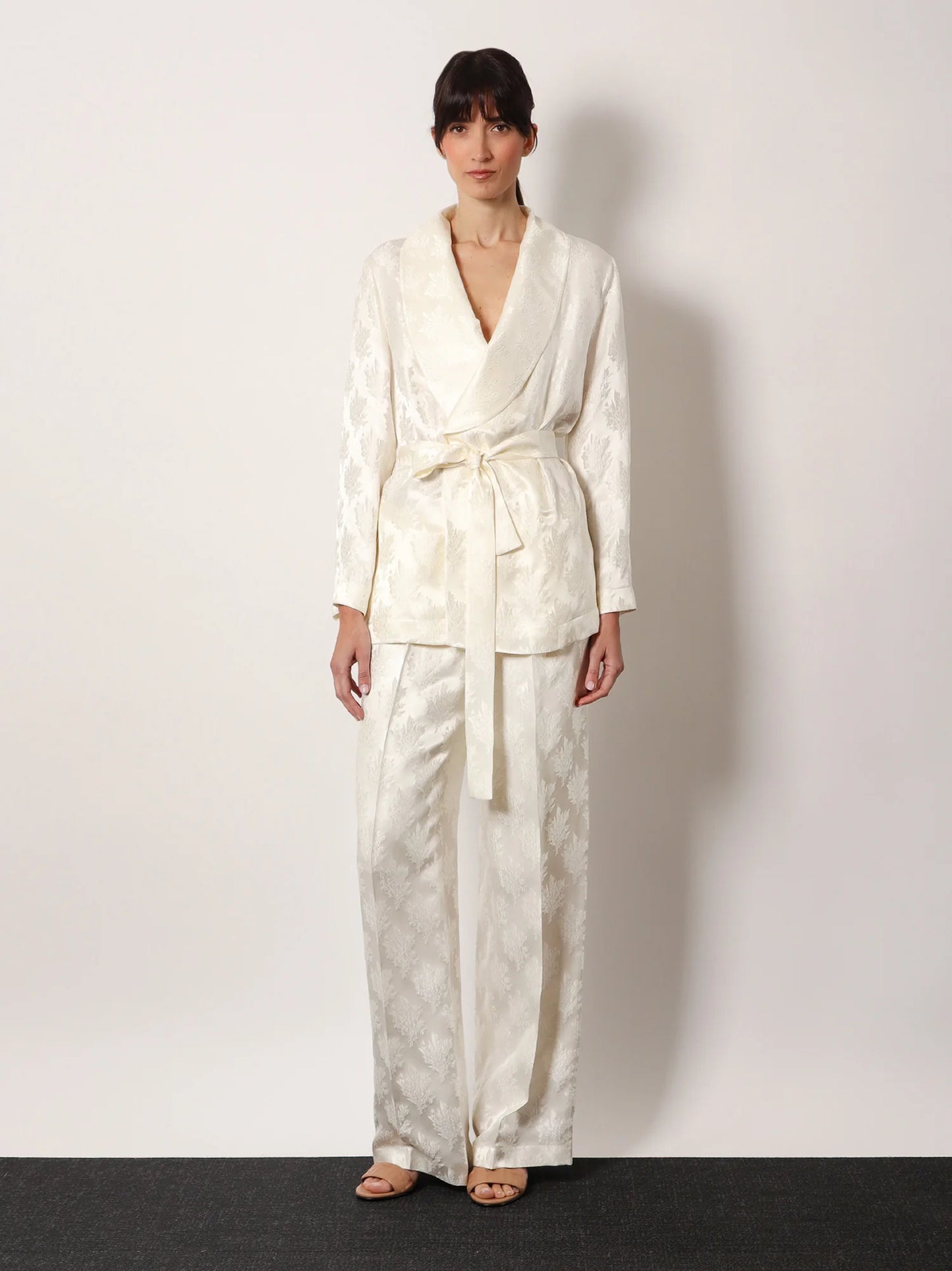 Fendi Jacquard Silk Trousers With Floral Motif