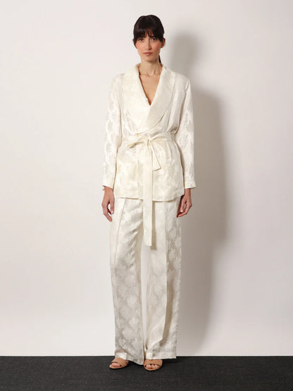 Fendi Jacquard Silk Trousers With Floral Motif