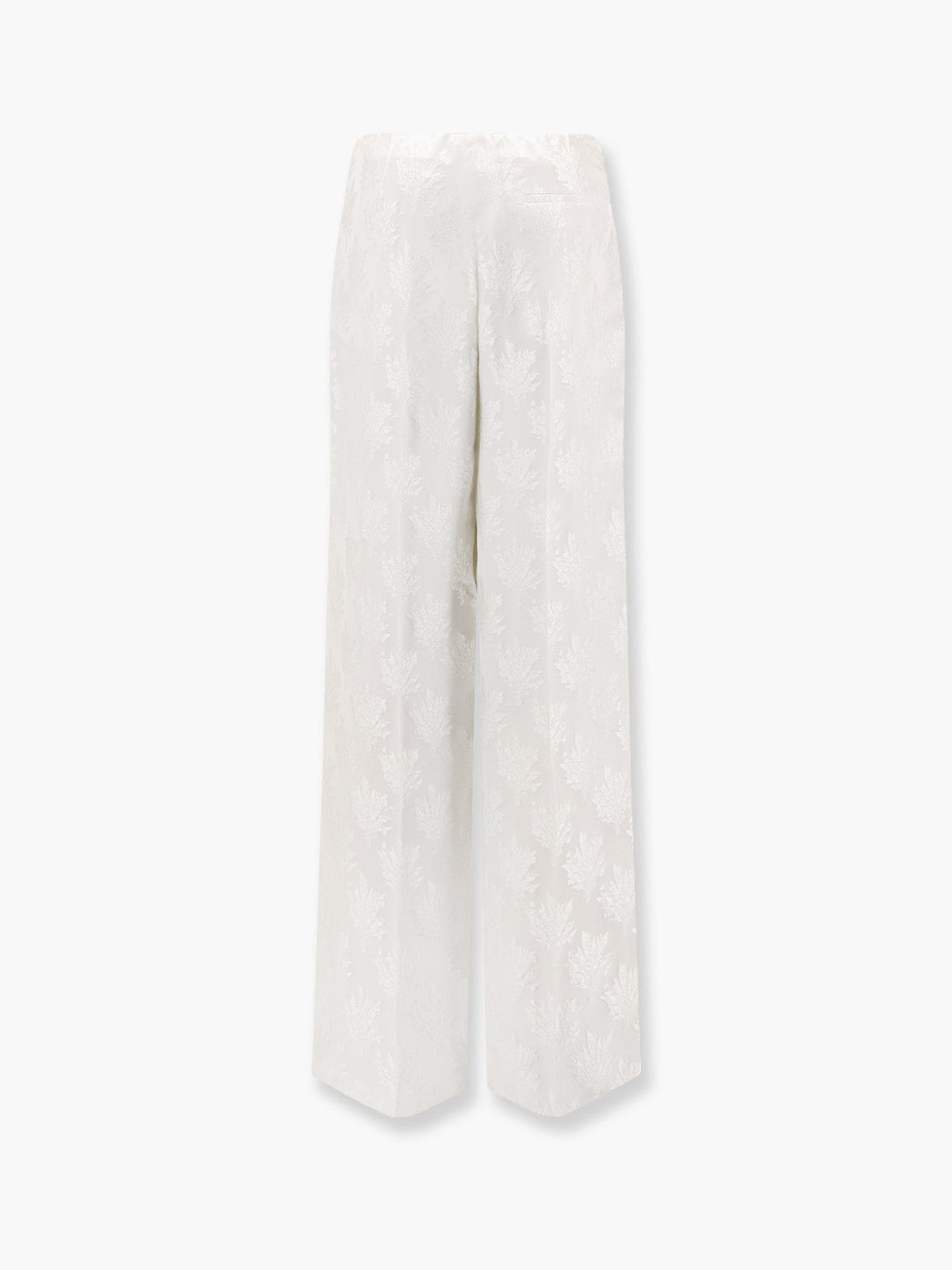 Fendi Jacquard silk trousers with floral motif - Bianco