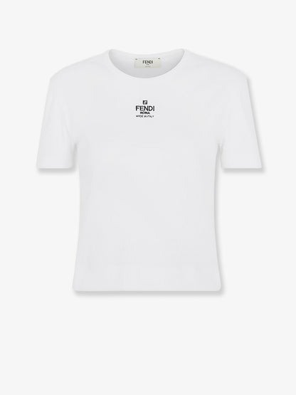 Fendi Cropped Stretch Cotton T Shirt