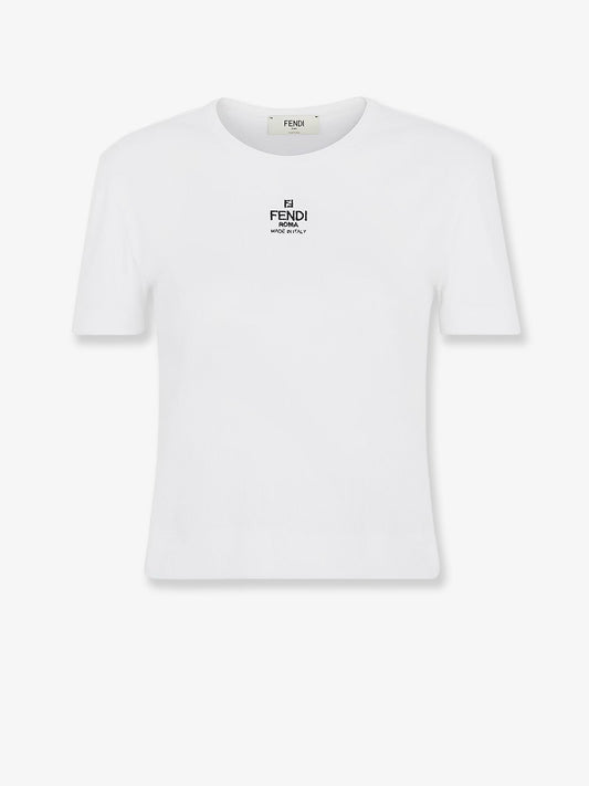 Fendi Cropped Stretch Cotton T Shirt