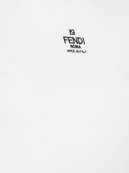 Fendi Cropped Stretch Cotton T Shirt