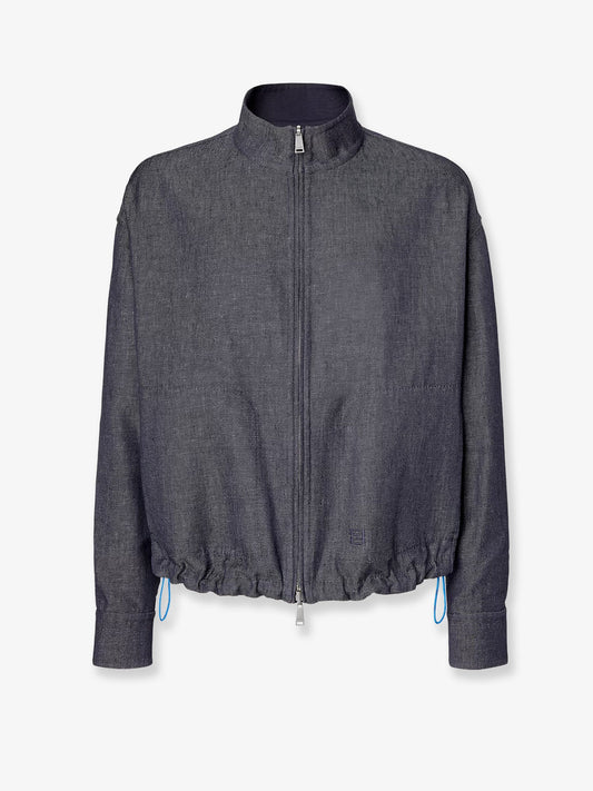 Fendi Reversible Denim Jacket With Embroidered Ff Logo
