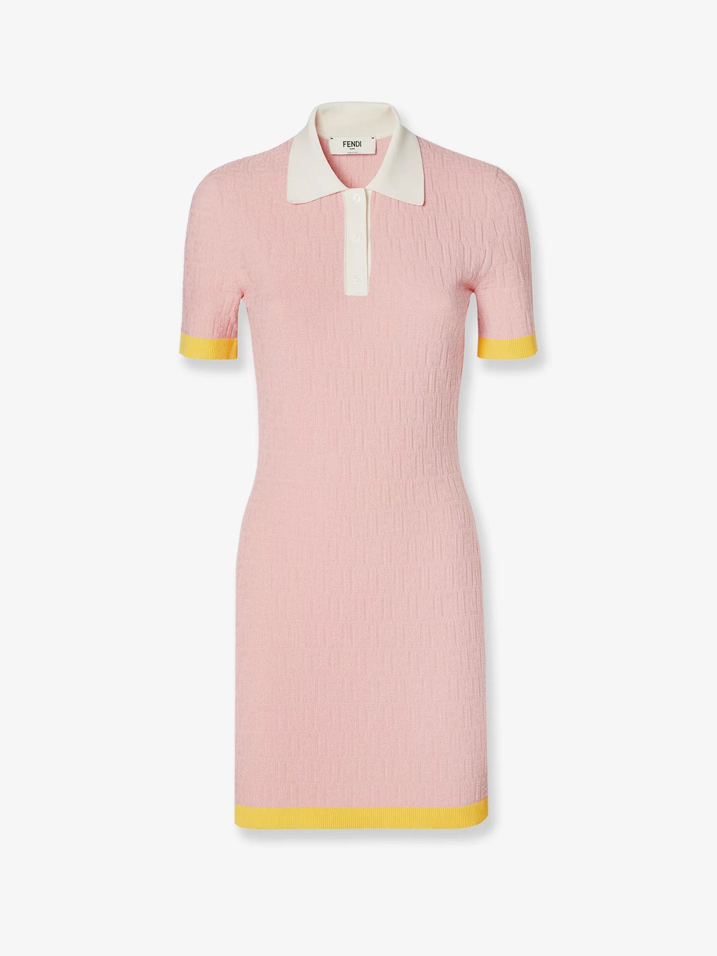 Fendi Cotton And Silk Blend Short Dress With All Over Ff Motif