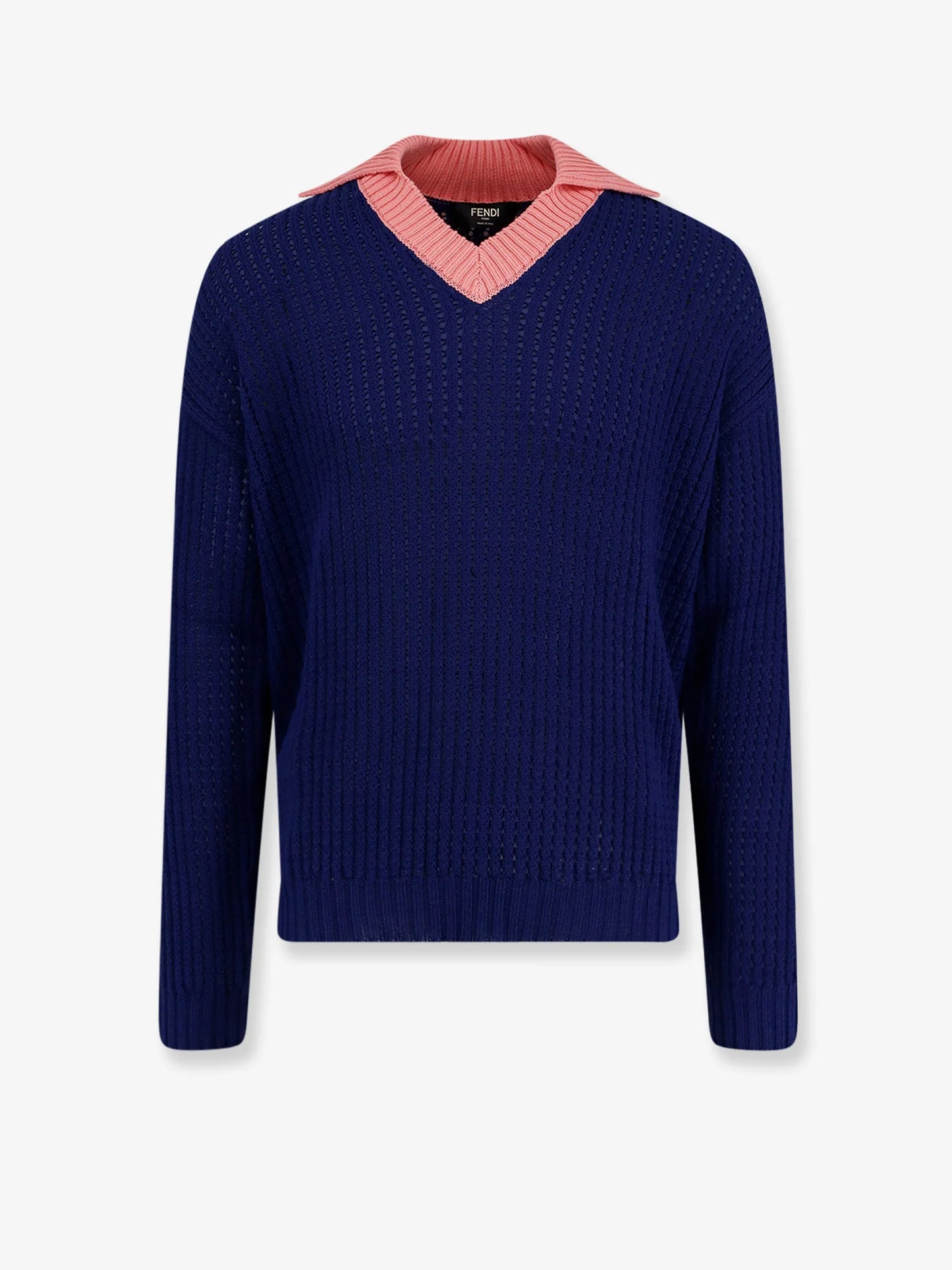 Fendi Cotton Sweater With Contrasting Collar