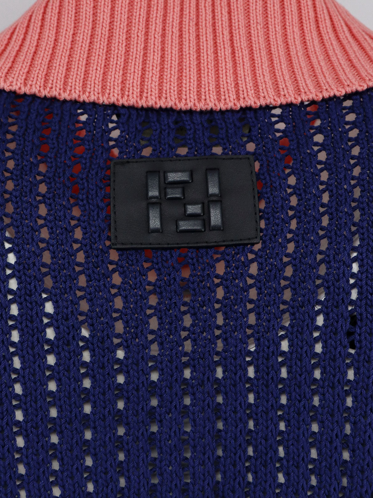 Fendi Cotton sweater with contrasting collar - Blu Ink+Peonia