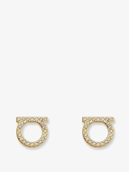 Ferragamo Gancini Crystals Brass Earrings