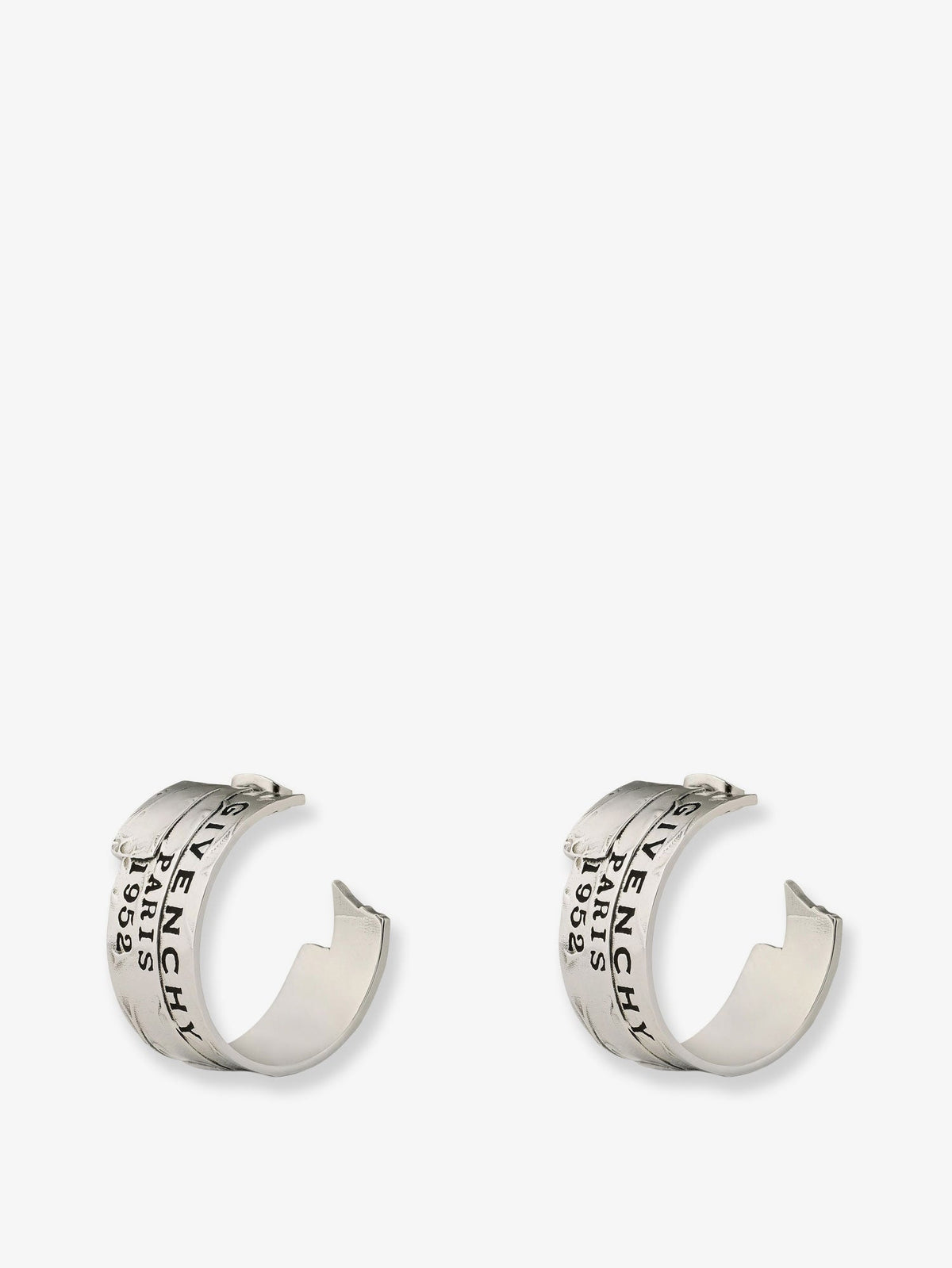 Givenchy Givenchy Tape earrings in metal and enamel - Antic Silvery