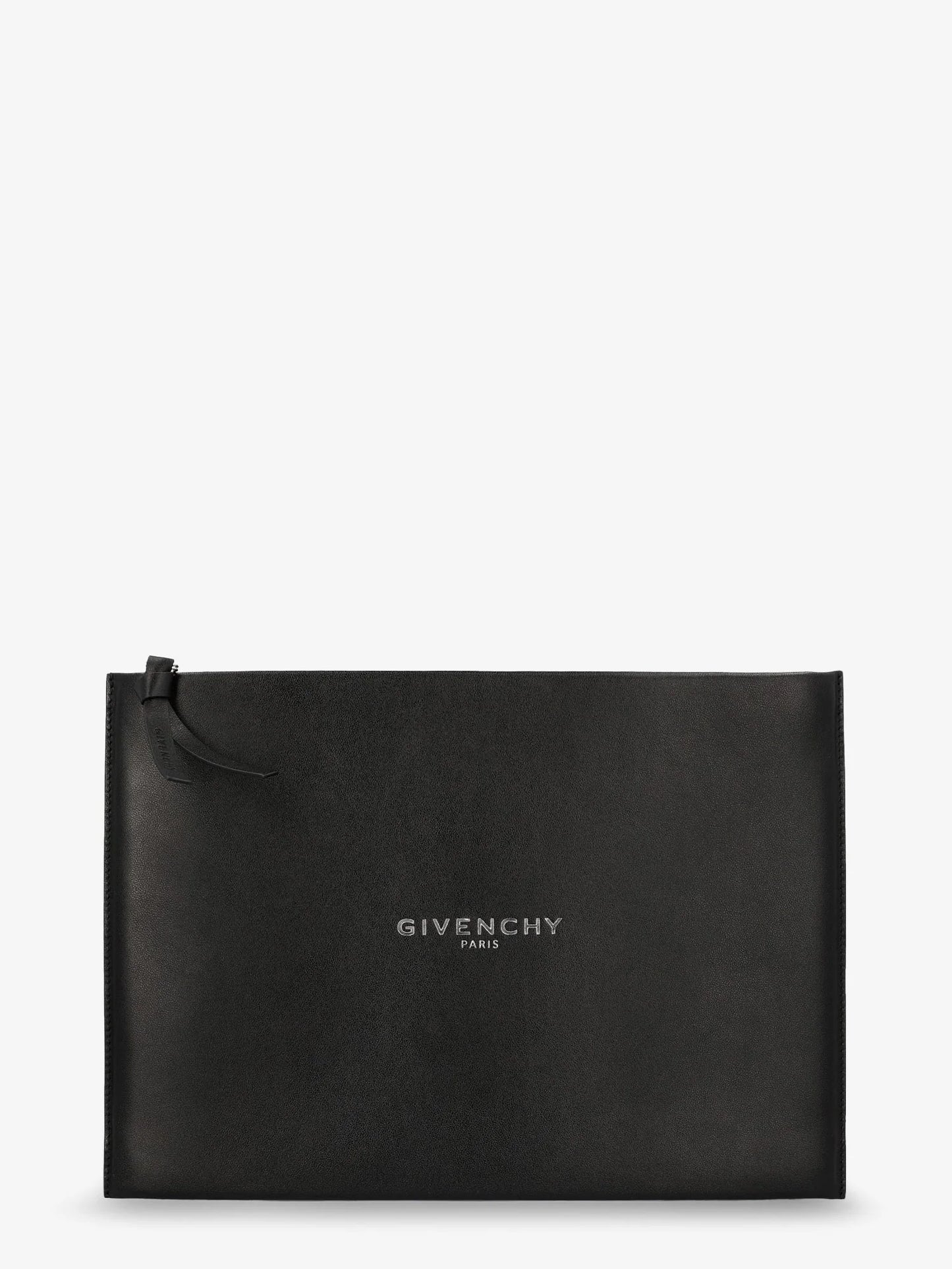 GIVENCHY - Leather clutch bag with lettering logo on the front