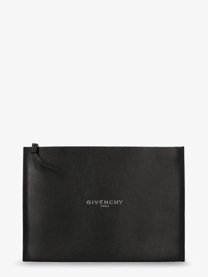 GIVENCHY - Leather clutch bag with lettering logo on the front