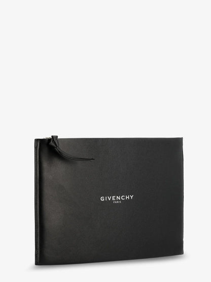 GIVENCHY - Leather clutch bag with lettering logo on the front