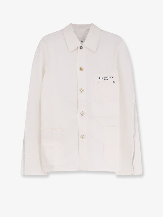Givenchy Denim Jacket With Iconic Lettering Logo On The Front