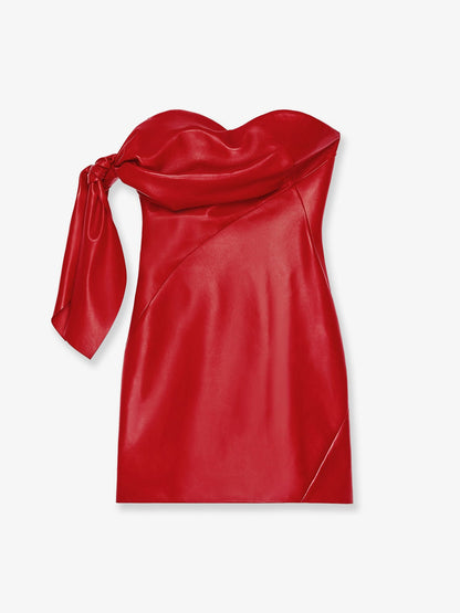 Givenchy Leather bustier dress with bow detail - Poppyred
