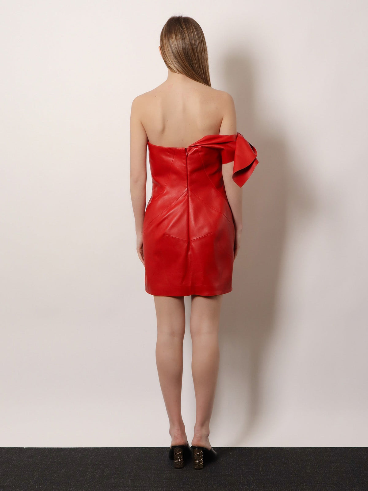 Givenchy Leather bustier dress with bow detail - Poppyred