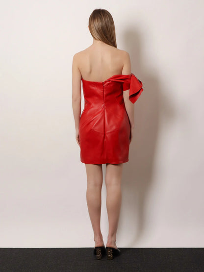 Givenchy Leather Bustier Dress With Bow Detail