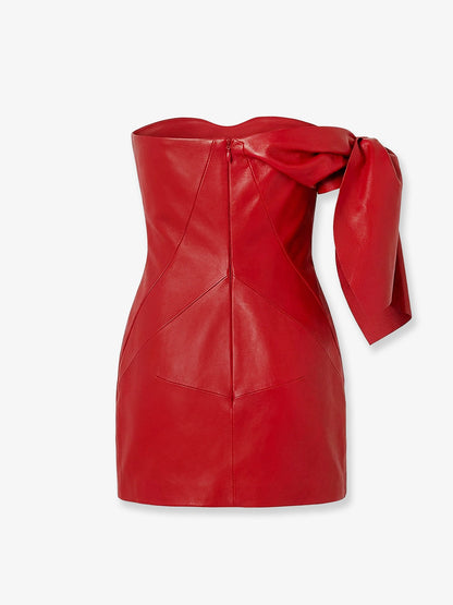 Givenchy Leather bustier dress with bow detail - Poppyred