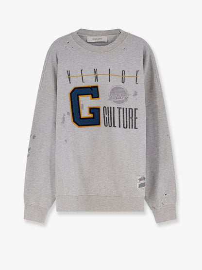 Golden Goose Deluxe Brand Cotton sweatshirt with print on the front - Alluminiumgrey